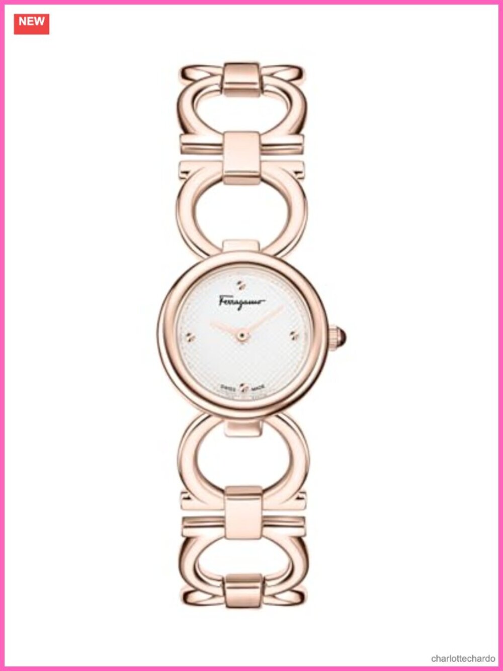 Ferragamo Double Gancini Quartz Watch Rose Gold Bracelet
